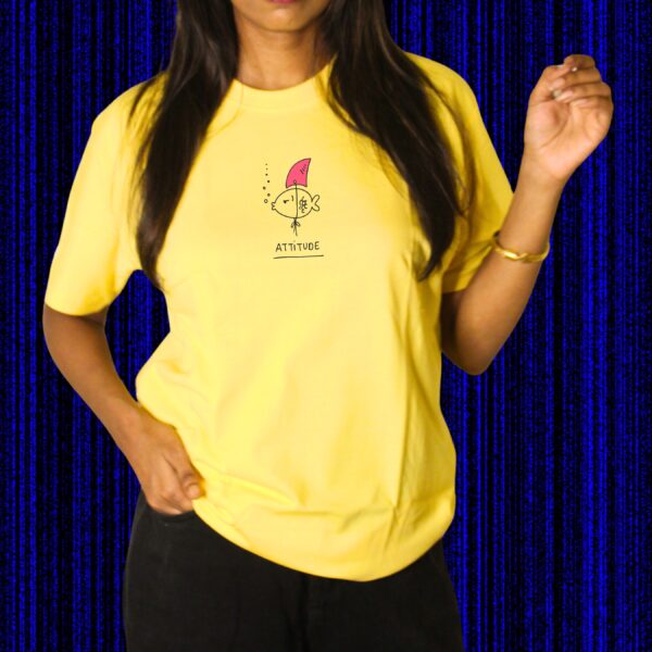 Kiddora “Attitude Fish” Minimal Graphic Unisex T-Shirt