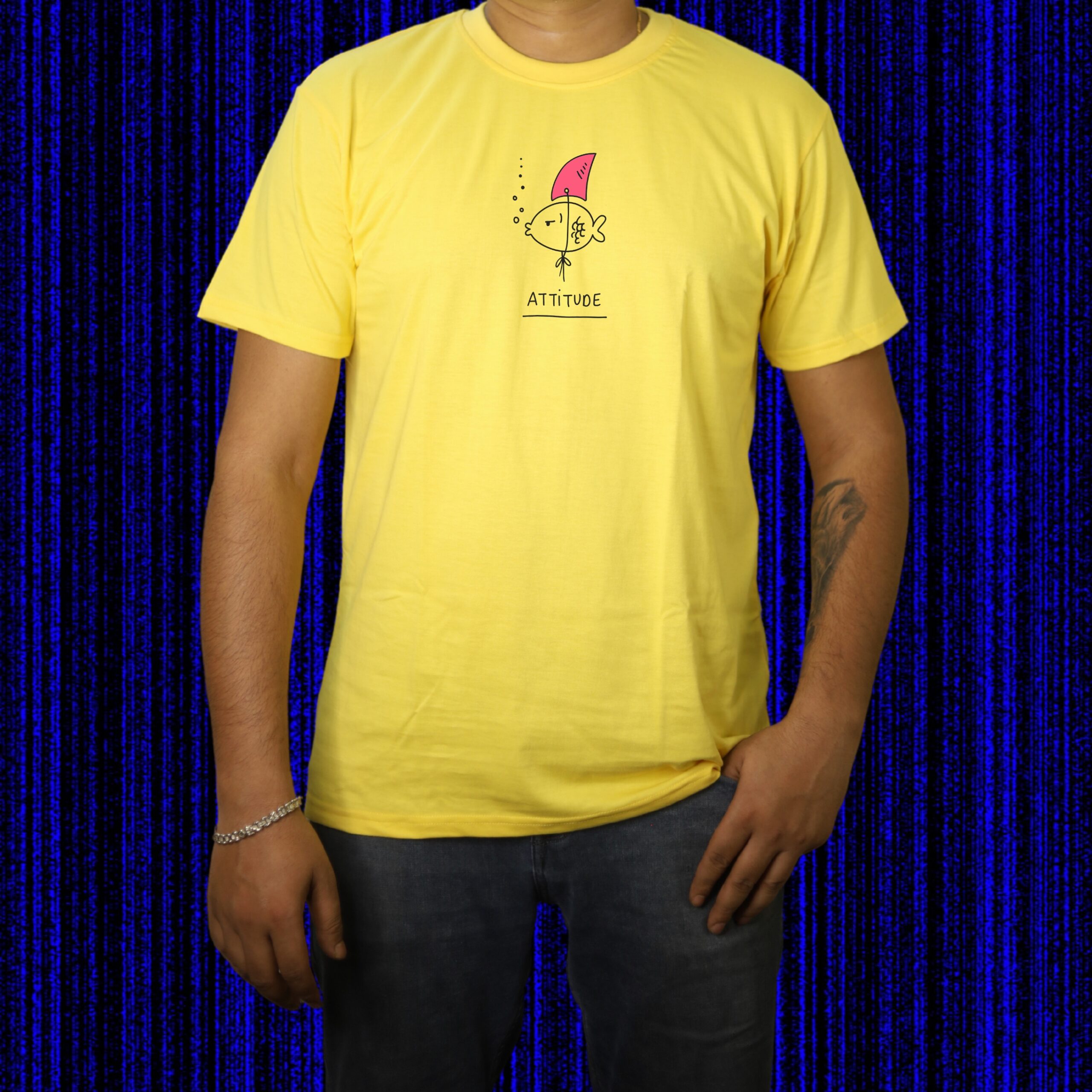 Kiddora “Attitude Fish” Minimal Graphic Unisex T-Shirt - Image 4